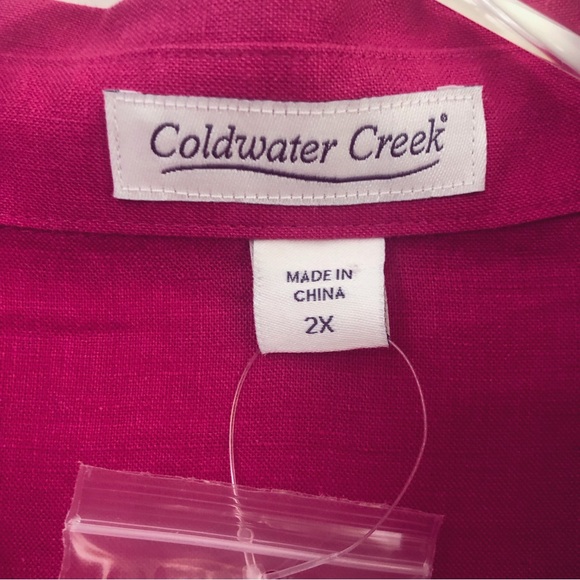 Coldwater Creek | NEW Linen Button Up Long Sleeve Fuschia Pink Shirt  2X - Picture 10 of 12